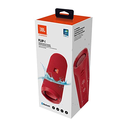 JBL Flip 4 Bluetooth Box in rot – Wasserdichter, tragbarer Lautsprecher mit Freisprechfunktion & Sprachassistent – Bis zu 12 Stunden Wireless Streaming mit nur einer Akku-Ladung [JBL]