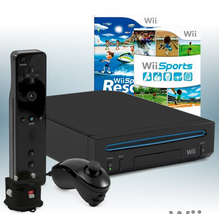 Konsole - Game Bundle schwarz + Wii Sports + Wii Sports Resort + Remote + Motion Plus + Zubehör