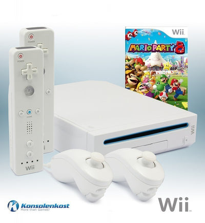 Konsole - Game Bundle weiß + Mario Party 8 + 2 Original Remotes