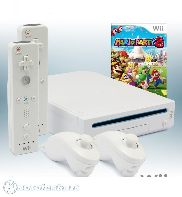 Konsole - Game Bundle weiß + Mario Party 8 + 2 Original Remotes