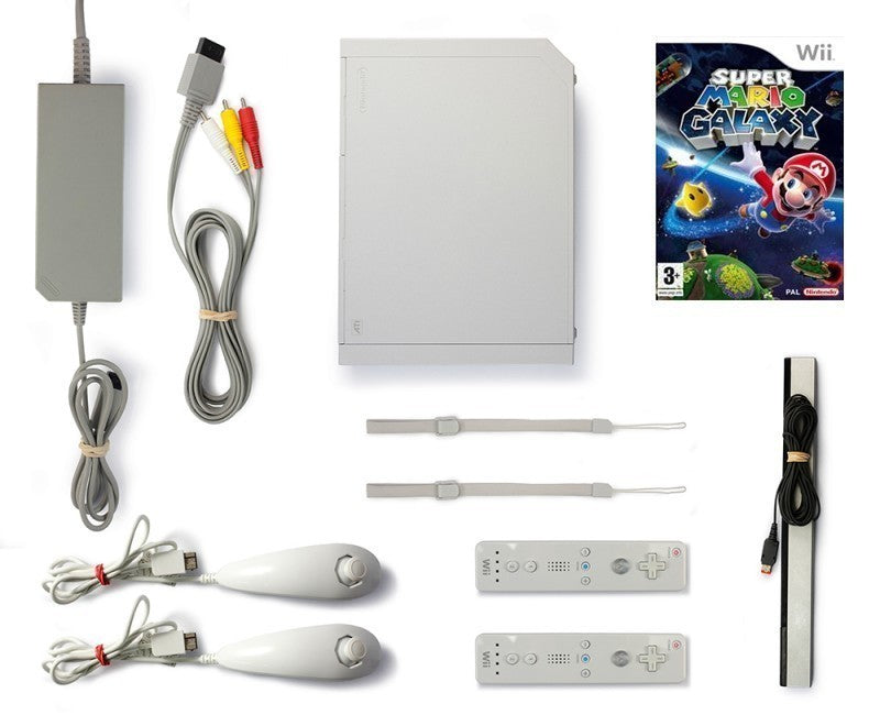 Konsole - Game Bundle weiß + Super Mario Galaxy + 2 Original Remotes
