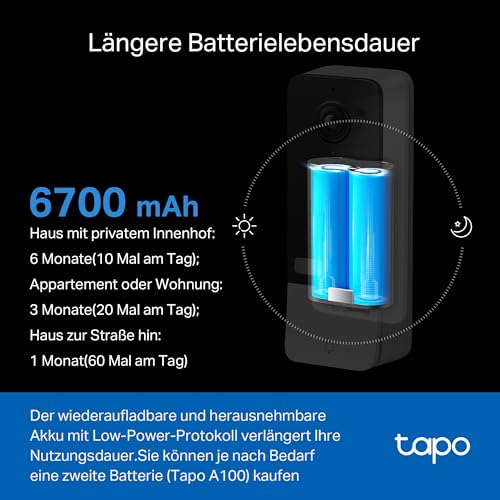 Video Türklingel / Doorbell D230S1 2K 5MP mit KI-Erkennung weiß-schwarz [Tapo]