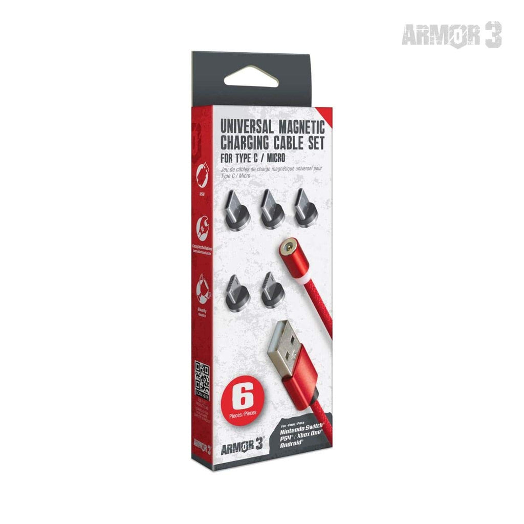 Universal Magnetic Charging Cable Set für USB C / Ladekabel rot [Armor3]