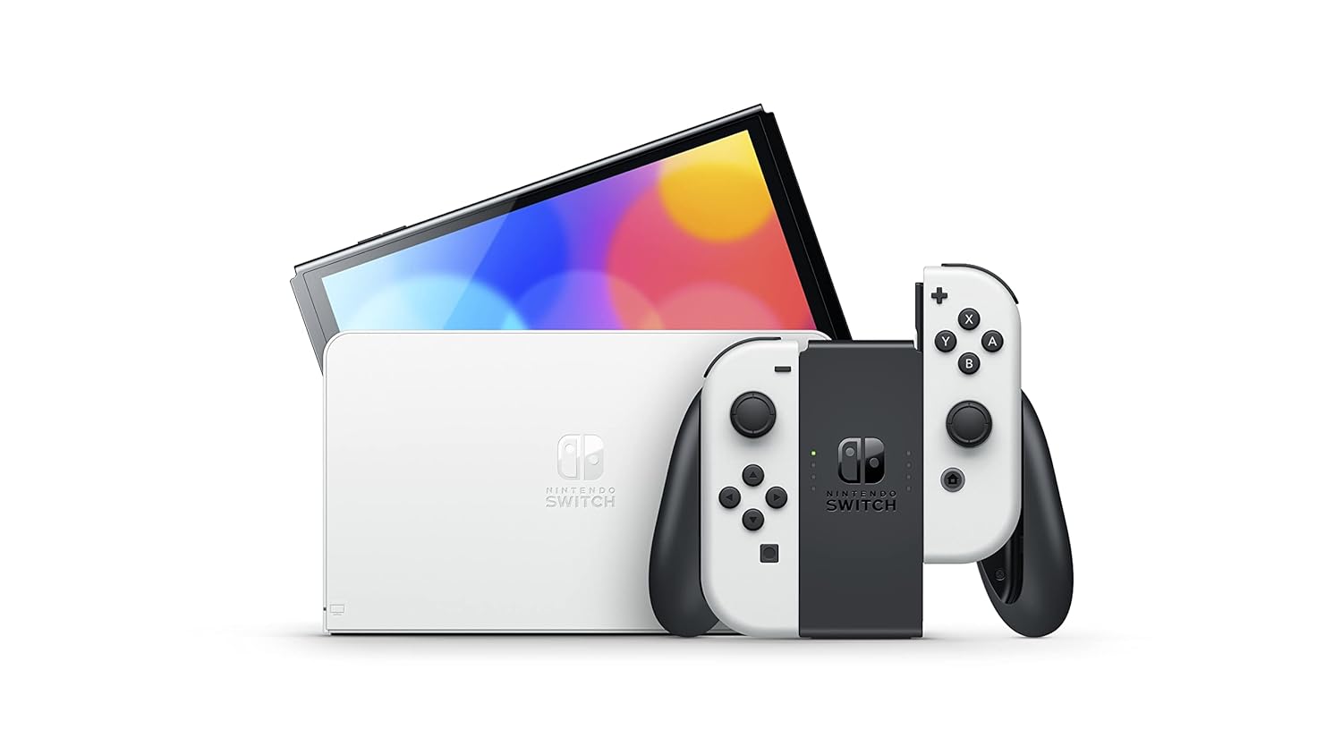 OLED Konsole weiß + Dock + HDMI Kabel + Grip + Netzteil