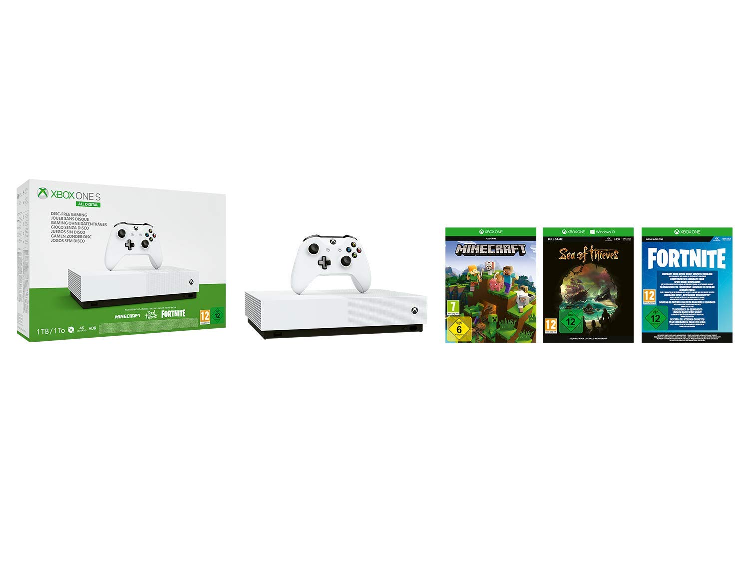 Konsole Slim 1TB All Digital Edition + Spiele + Original Controller — All Digital Edition