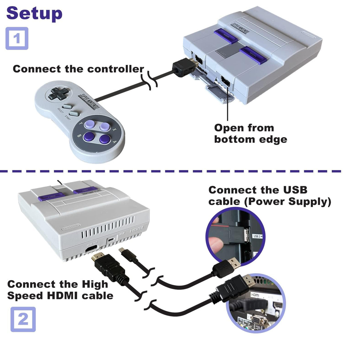 Super Nintendo Classic Mini Konsole + 2 Original Controller + HDMI & USB Kabel (US)