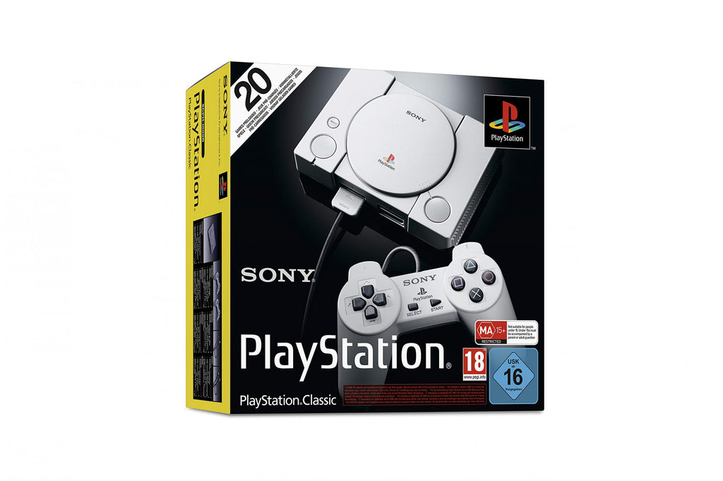 PlayStation Classic Mini Konsole + 2 Original Classic Controller + 20 Spiele (DE)