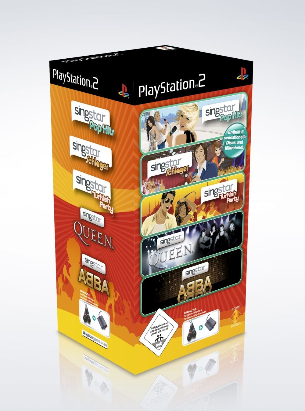SingStar SuperPack: Pop Hits + ABBA + Queen + Schlager + Summer Party + 2 Mikrofone