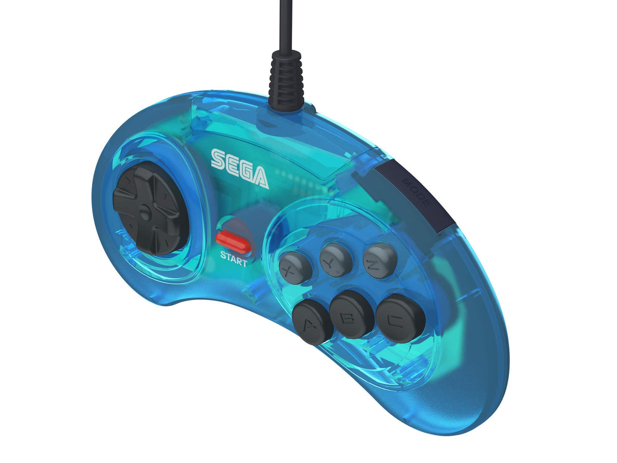 Controller / Pad 6 Button USB Arcade Clear Blue Mega Drive Design [Retro-Bit]