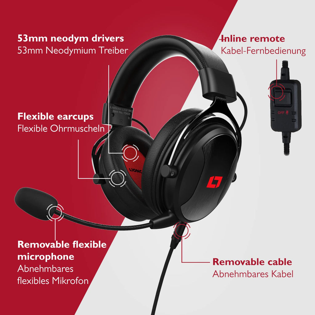Lioncast LX55 Gaming Headset mit Mikrofon [Lioncast]