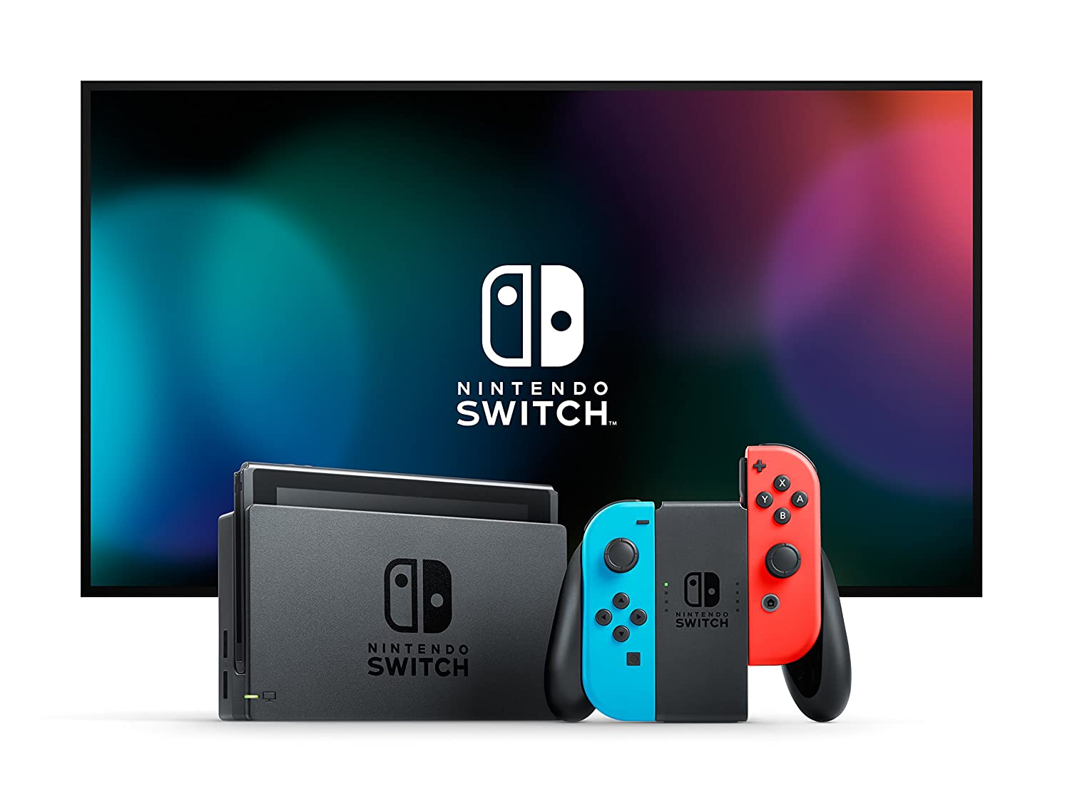 Konsole Neon-Blau/Neon-Rot + Dock + Super Mario Maker 2