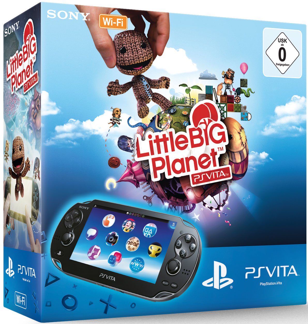 Konsole WiFi schwarz + Little Big Planet Download Code + 4 GB Memory