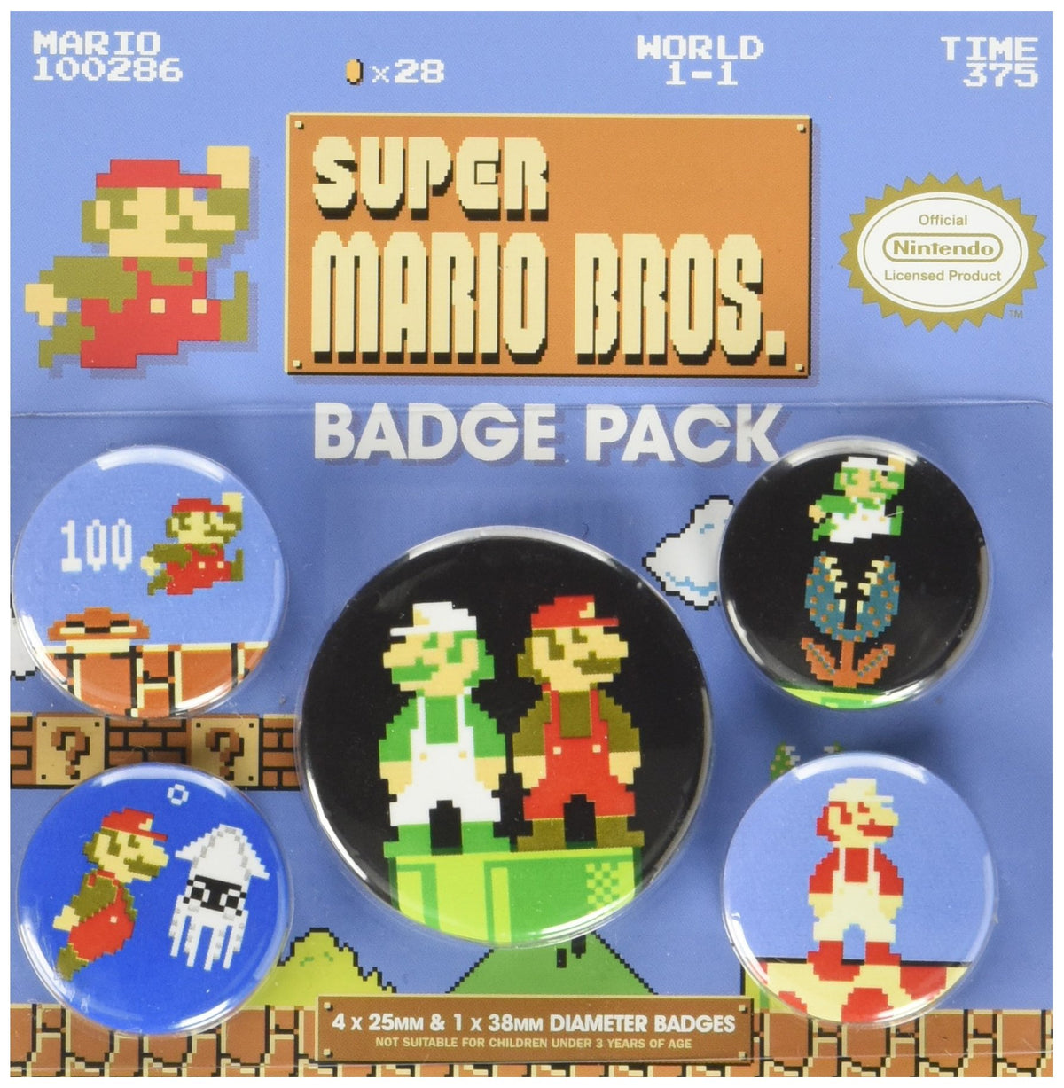 Super Mario Bros. Badge Pack Retro-Abzeichen [Pyramid International]