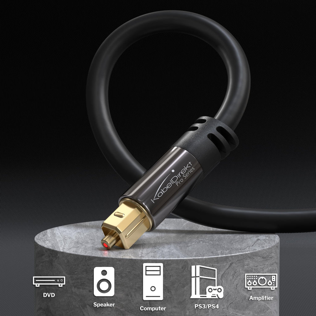 Optisches Audiokabel 1m kurz schwarz