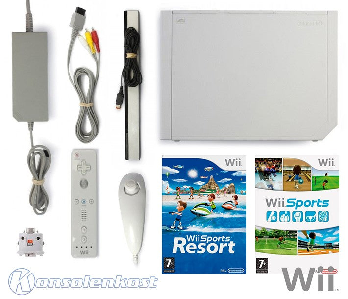 Konsole - Game Bundle weiß + Wii Sports + Wii Sports Resort + Remote + Motion Plus + Zubehör