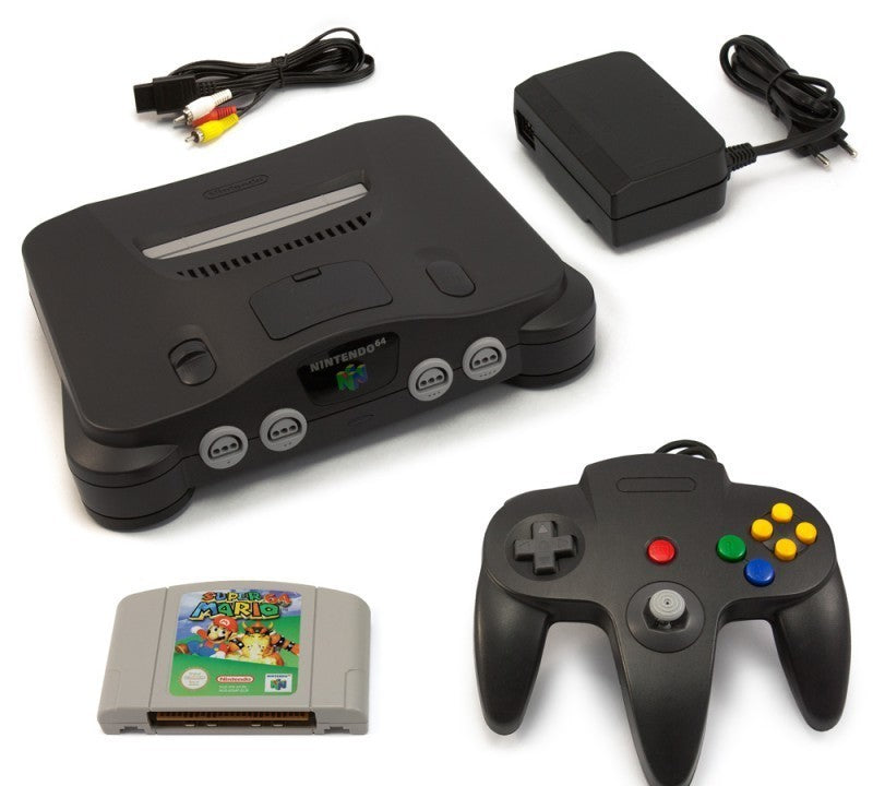 Konsole + Mario 64 + Controller schwarz + Zubehör