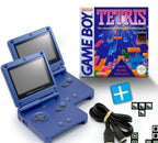 Bundle: 2 Konsolen GBA SP blau + Tetris + Linkkabel + Netzteil