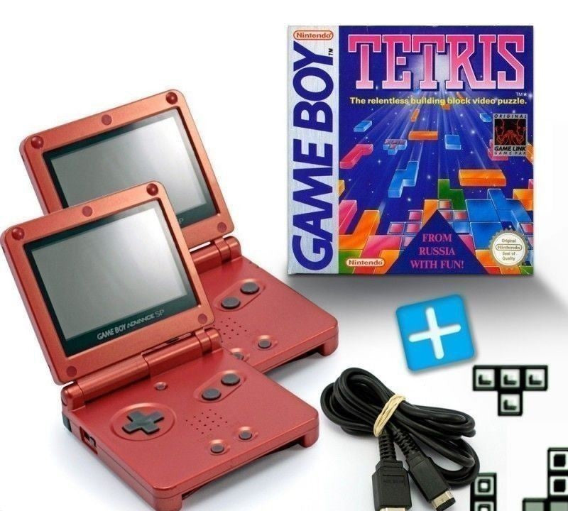 Bundle: 2 Konsolen GBA SP rot + Tetris + Linkkabel + Netzteil