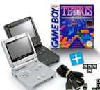 Bundle: 2 Konsolen GBA SP schwarz / Silber + Tetris + Linkkabel + Netzteil