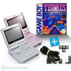 Bundle: 2 Konsolen GBA SP pink / Silber + Tetris + Linkkabel + Netzteil