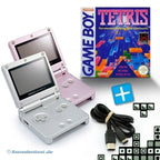 Bundle: 2 Konsolen GBA SP pink / Silber + Tetris + Linkkabel + Netzteil