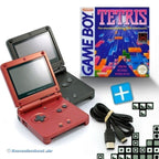 Bundle: 2 Konsolen GBA SP rot / Schwarz + Tetris + Linkkabel + Netzteil