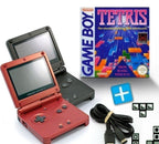 Bundle: 2 Konsolen GBA SP rot / Schwarz + Tetris + Linkkabel + Netzteil
