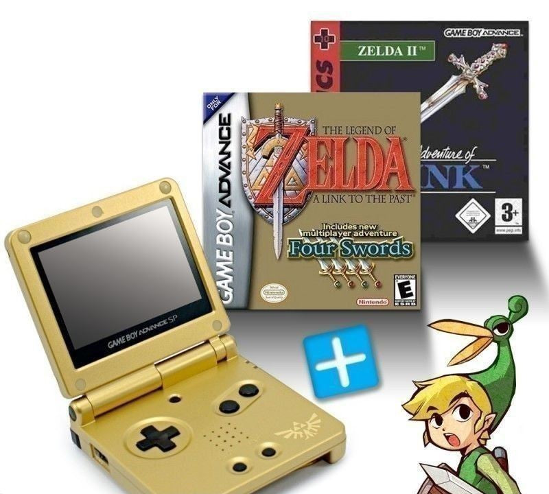 Bundle: Konsole GBA SP + Zelda II + The Legend of Zelda: A Link to the Past + Netzteil