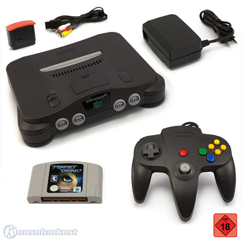 Konsole + Perfect Dark + Controller + Expansion Pak + Zubehör