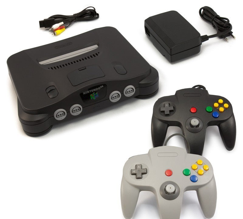 Konsole + 2 Controller schwarz grau + Zubehör