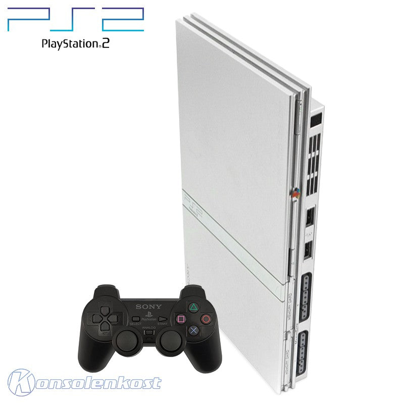 MegaSet: Konsole Slim + 5 Spiele + Original Controller + Zubehör silber