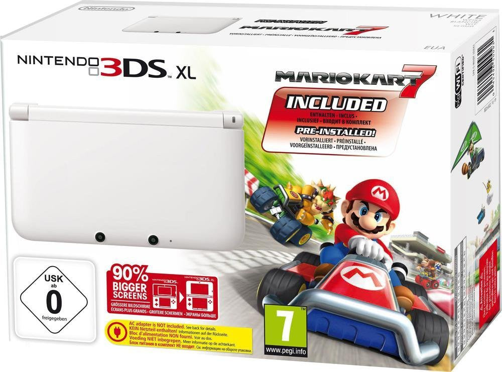 Konsole XL + Spiel vorinst. + Netzteil Mario Kart 7 Edition weiß