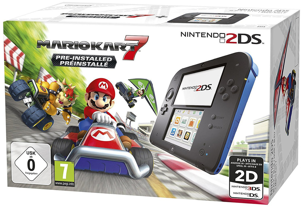 Konsole schwarz-blau Mario Kart 7 + Netzteil