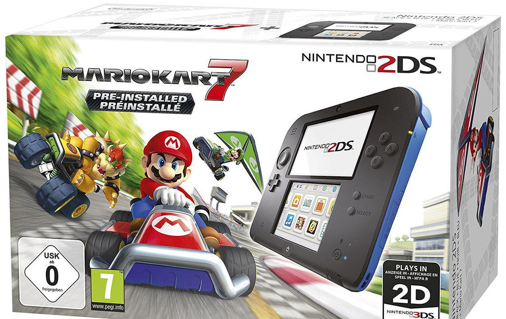 Konsole + Netzteil schwarz-blau Mario Kart 7 Edition