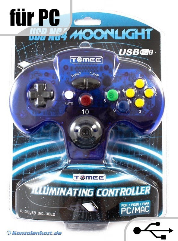 N64 USB Moonlight Controller / Pad blau-transparent [Tomee]