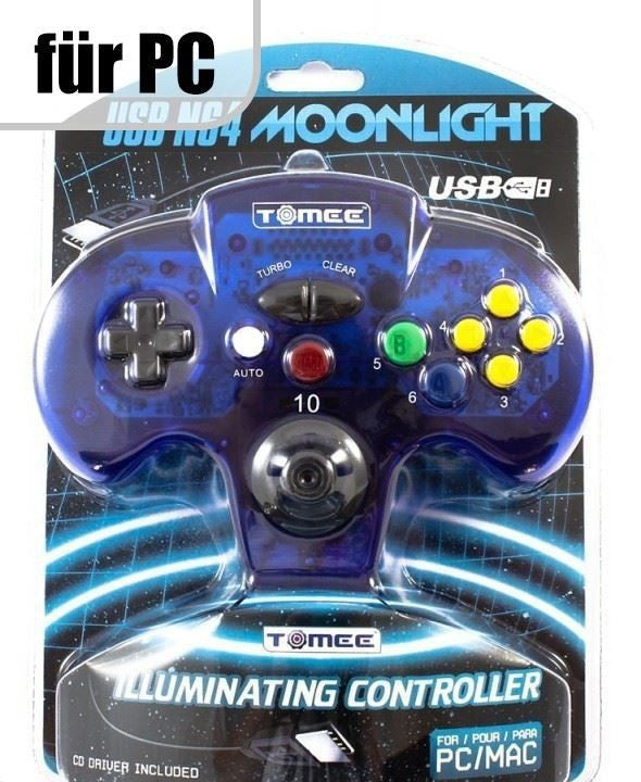 N64 USB Moonlight Controller / Pad blau-transparent [Tomee]