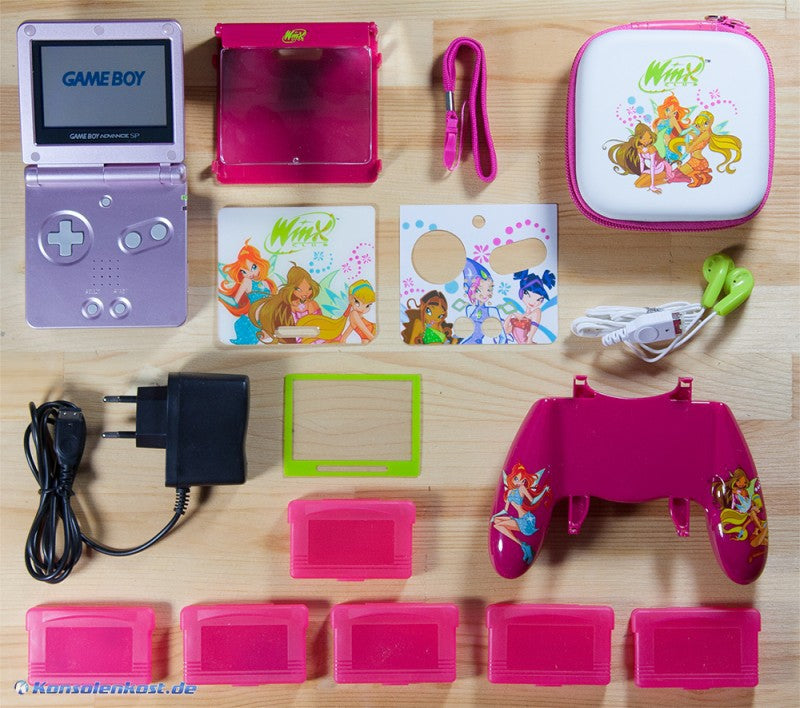 Konsole GBA SP + Winx 14 in 1 Kit + Netzteil rosa / pink TOP!