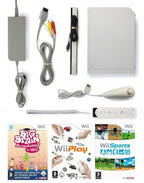 Konsole weiß + Wii Sports + Wii Play + Big Brain Academy + Remote + Zubehör