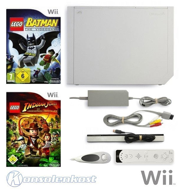 Konsole - Game Bundle weiß + LEGO Indiana Jones + LEGO Batman + Remote + Zubehör