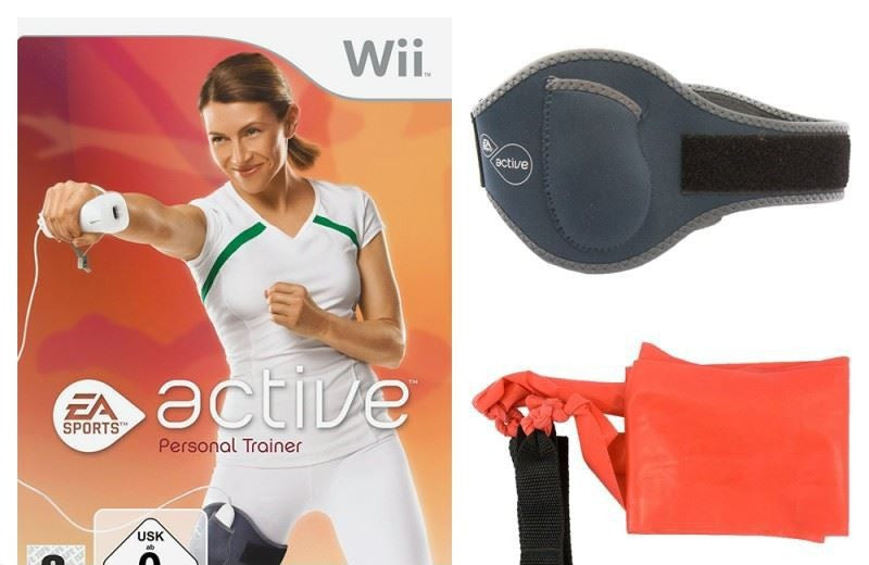 EA Sports Active 1: Personal Trainer + Beingurt schwarz + Trainingsband rot