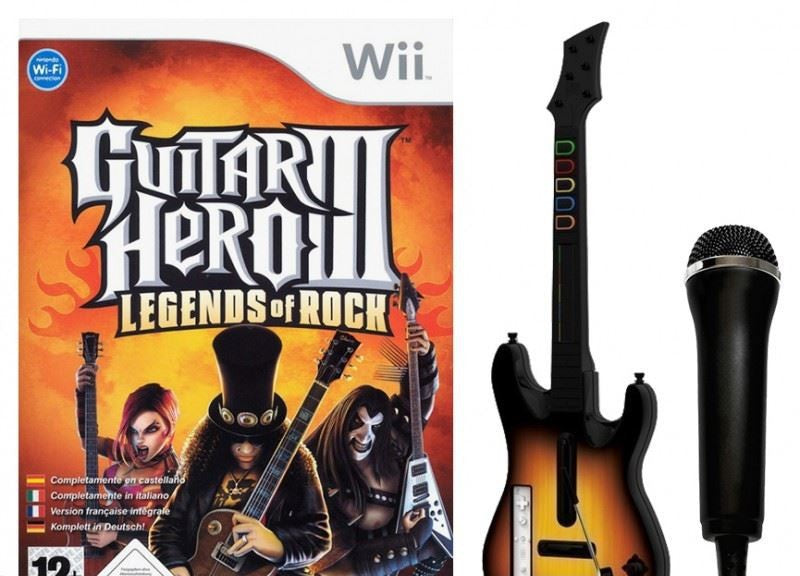 Guitar Hero 3: Legends of Rock + Gitarre / Guitar schwarz-rot + Mikrofon