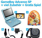 MegaSet Konsole GBA SP + GRATIS SPIEL + Zubehör + Netzteil arctic blue