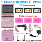 MegaSet Konsole GBA SP + 3 Gratis Spiele + Zubehör Set + Netzteil Pink/Rosa