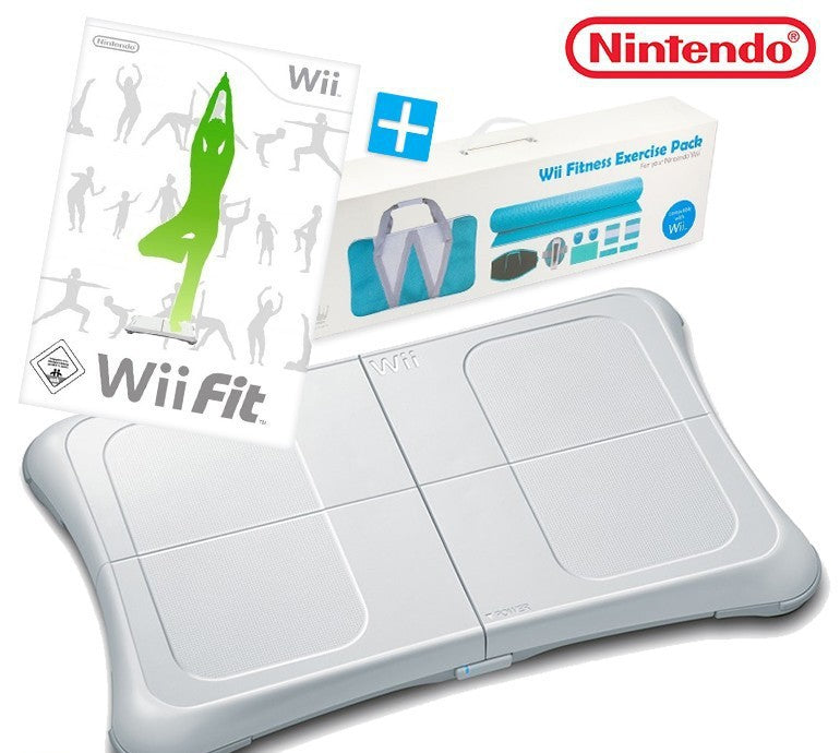 Fitness Mega Set 2: Wii Fit + Original Balance Board + 9 in 1 Fitness Exercise Pack weiß