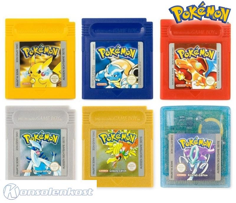 Pokemon Sammlung: Gelb + Blau + Rot + Silber + Gold + Kristall