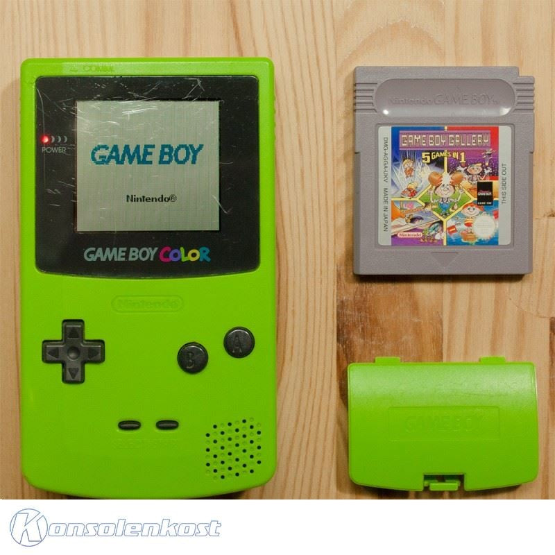 Konsole #Neongrün/Grün/Kiwi/Lime + Spiel GB Gallery 5in1