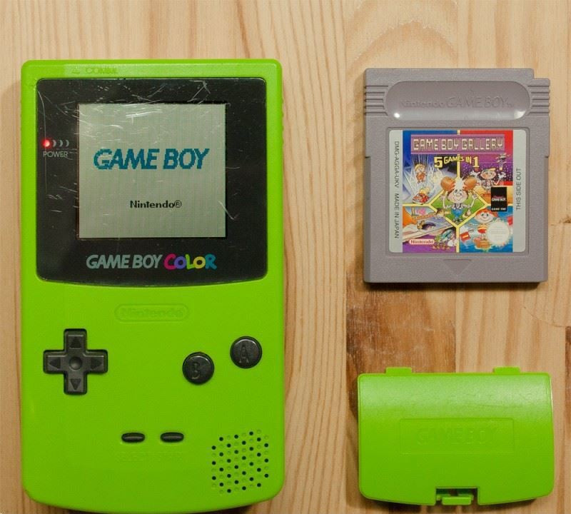 Konsole #Neongrün/Grün/Kiwi/Lime + Spiel GB Gallery 5in1