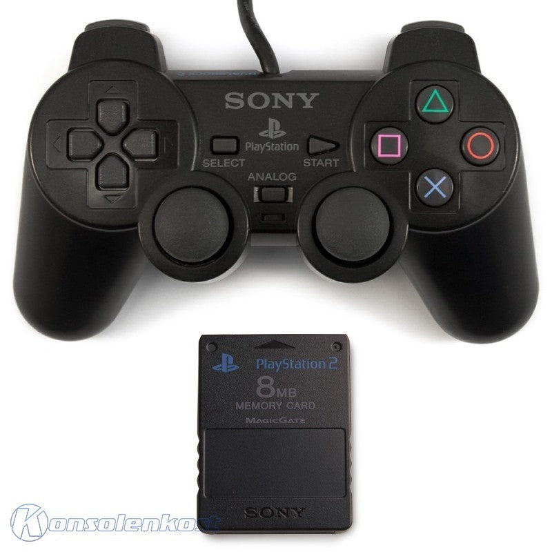 Original Sony Dualshock 2 Controller / Pad + Memory Card schwarz SCPH-10010