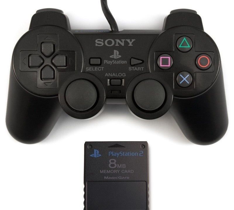 Original Sony Dualshock 2 Controller / Pad + Memory Card schwarz SCPH-10010