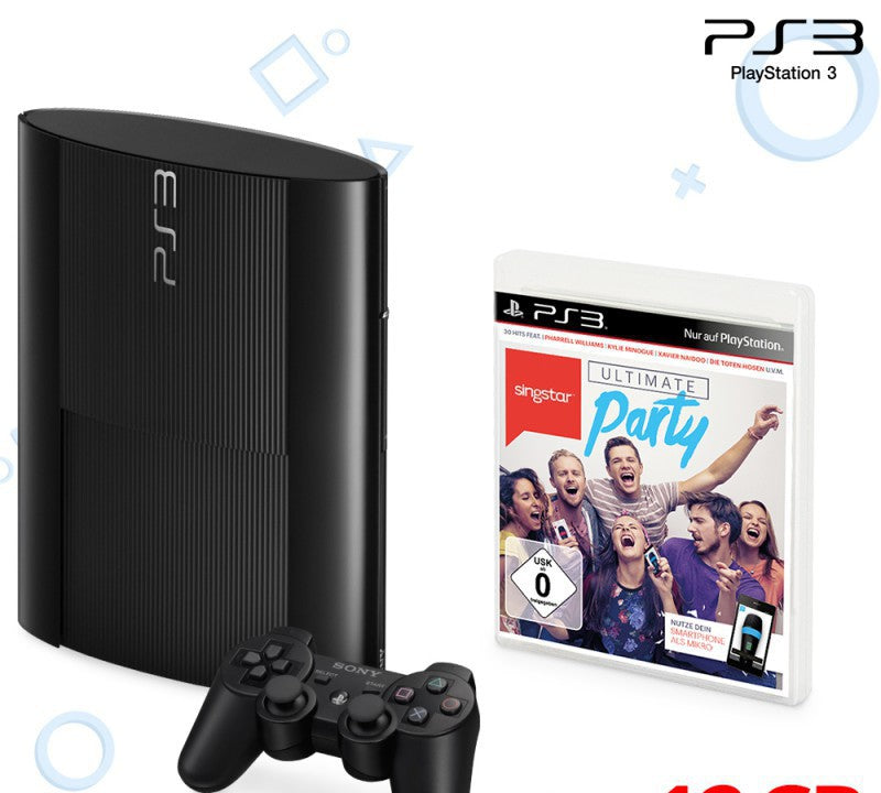 Konsole Super Slim 12GB schwarz + Singstar: Ultimate Party + Original Controller